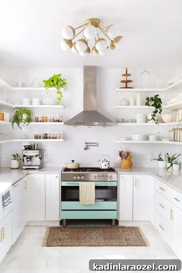 13 Stylish Kitchen Designs to Suit Every Home 14 Open shelving wrapping around kitchen