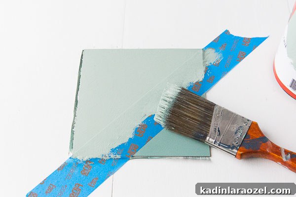 Paint pattern onto vinyl tiles.