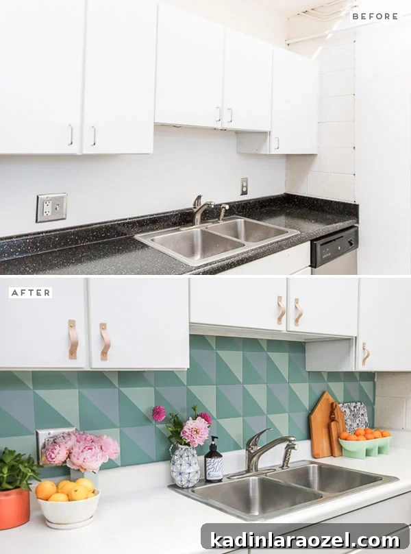 How to create a DIY budget backsplash (that mimics the look of cement tiles) for $50!