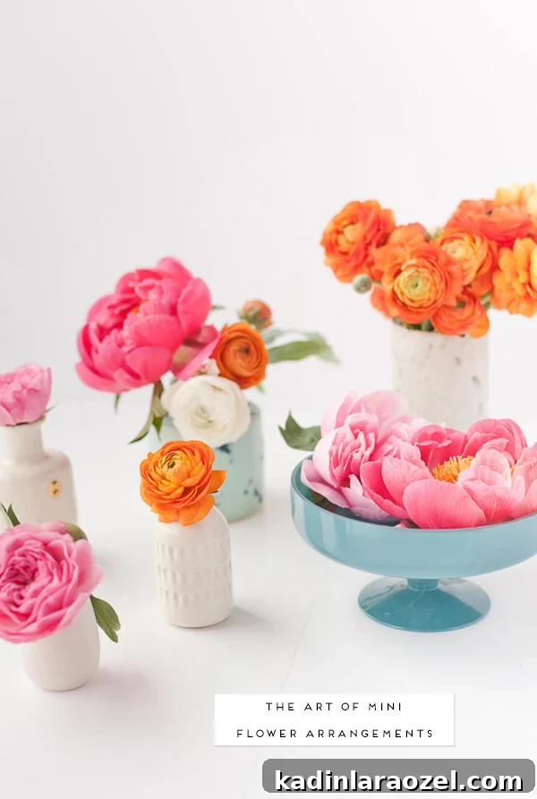 The art of mini flower arrangements