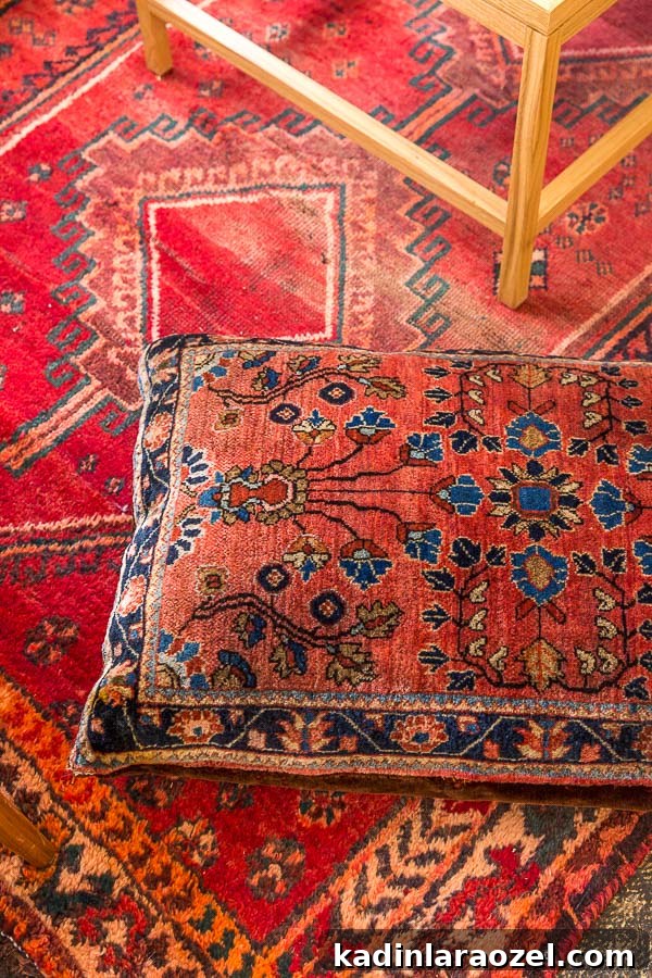 Studio Living Room Reveal: Before and After Transformation Done? 6 Persian rug and pillow combo