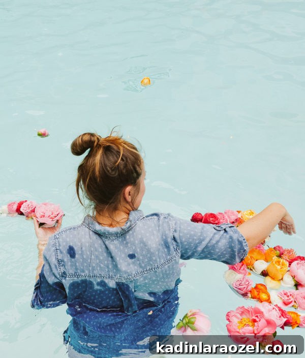Behind the scenes of a floating flower shoot.