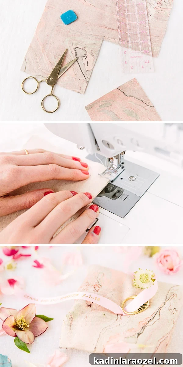 DIY ring pillow for weddings. Click through for all three DIY wedding ideas. #wedding #weddingdiy #diy