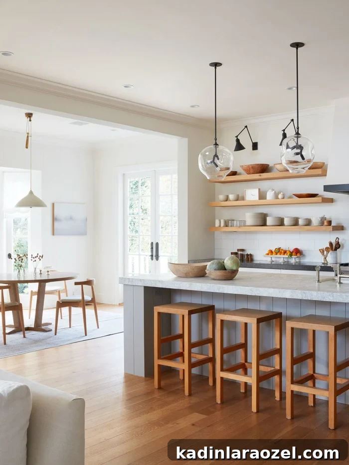 Quartzite island with vertical shiplap