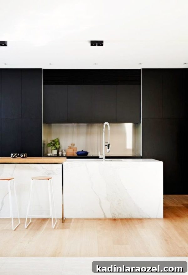 High-contrast sleek kitchen