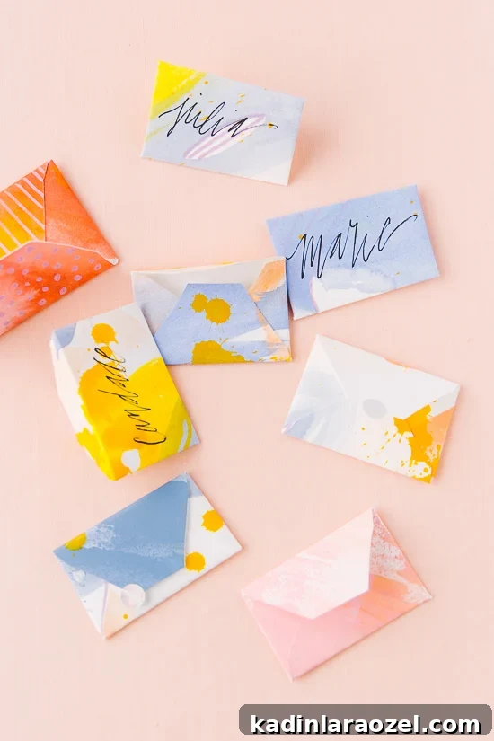 DIY Painted Envelopes: Step-by-Step Guide to Stylish Mailables 6 DIY envelopes in abstract, painted patterns