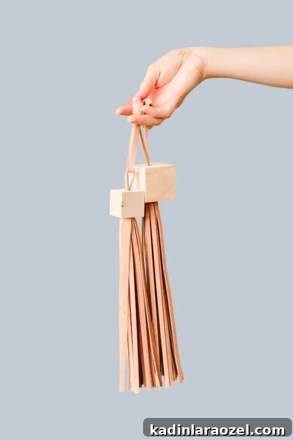 DIY Statement Tassels Using Wood Blocks and Leather — Step-by-Step Guide 9 DIY statement tassels from Paper & Stitch