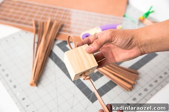 DIY Statement Tassels Using Wood Blocks and Leather — Step-by-Step Guide 8 Block Head: DIY Statement Tassels Made with Wood Blocks and Leather