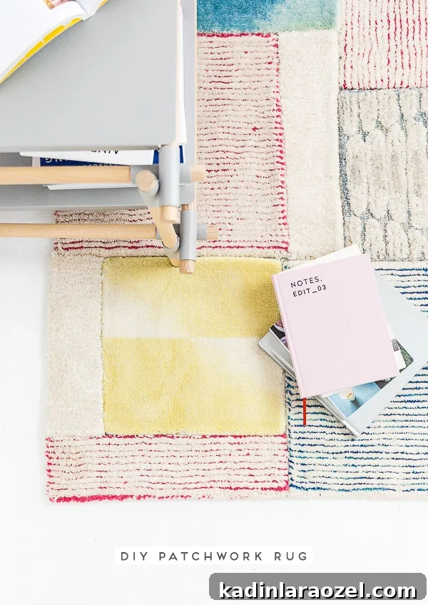 Finished large-scale patchwork DIY rug