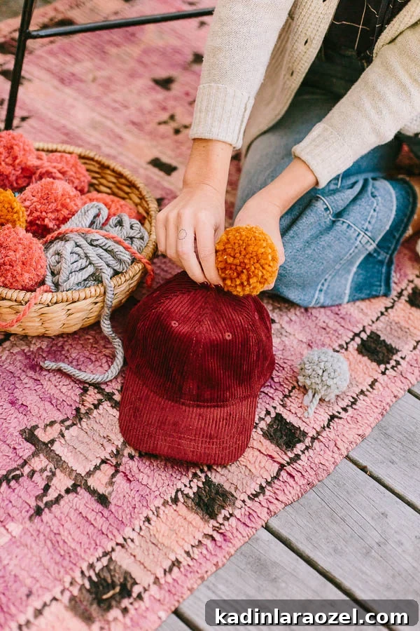 DIY pom pom hats