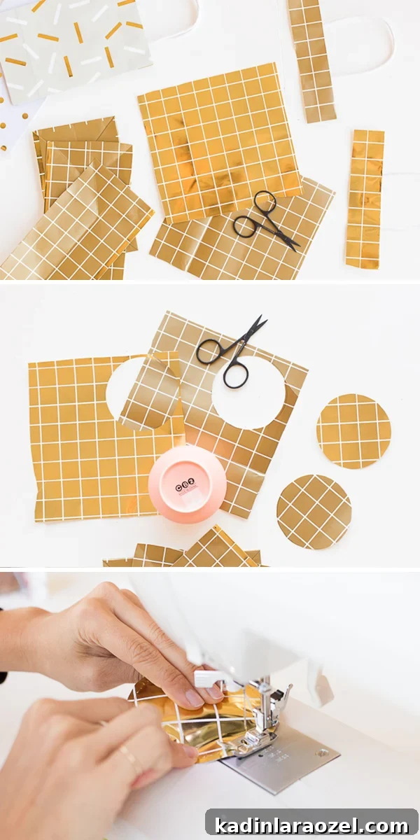Turn old gift bags into upcycled paper print pouches for the holidays and beyond. This unique gift wrapping idea is super easy and utilizes what you already have stashed away in your closet at home. #holiday #giftwrap #diy #christmas #wrappingpaper