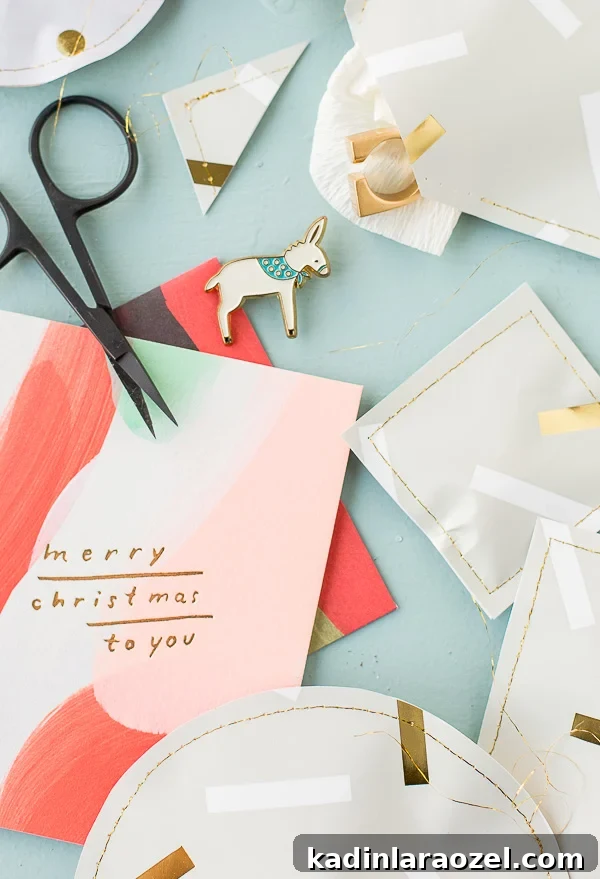 Turn old gift bags into upcycled paper print pouches for the holidays and beyond. This unique gift wrapping idea is super easy and utilizes what you already have stashed away in your closet at home. #holiday #giftwrap #diy #christmas #wrappingpaper
