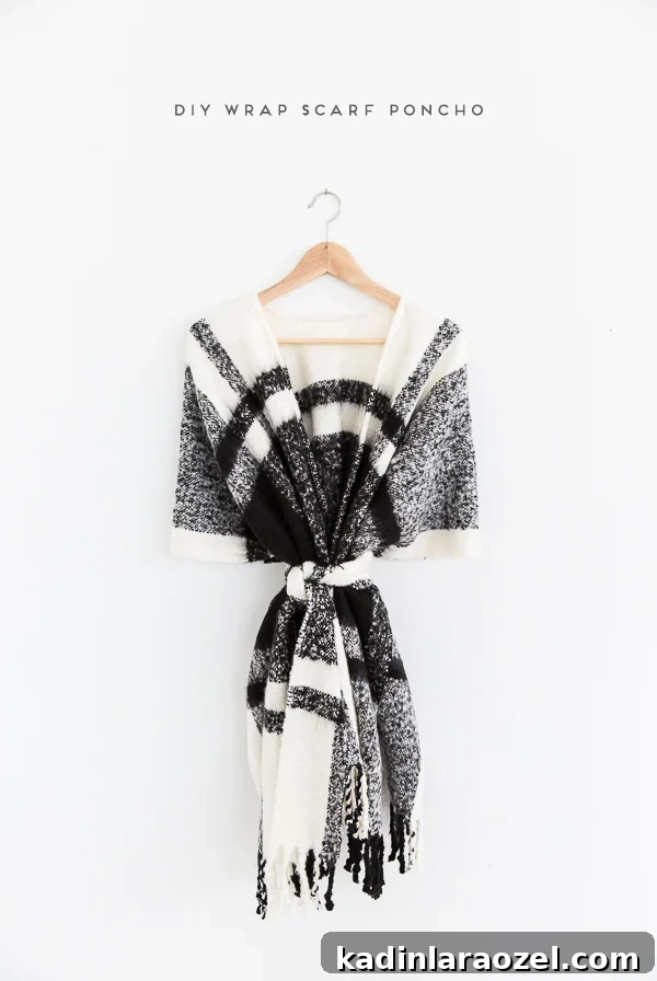 DIY Poncho-Style Wrap Scarf for Cozy Winter Layers 2 DIY plaid poncho step-by-step