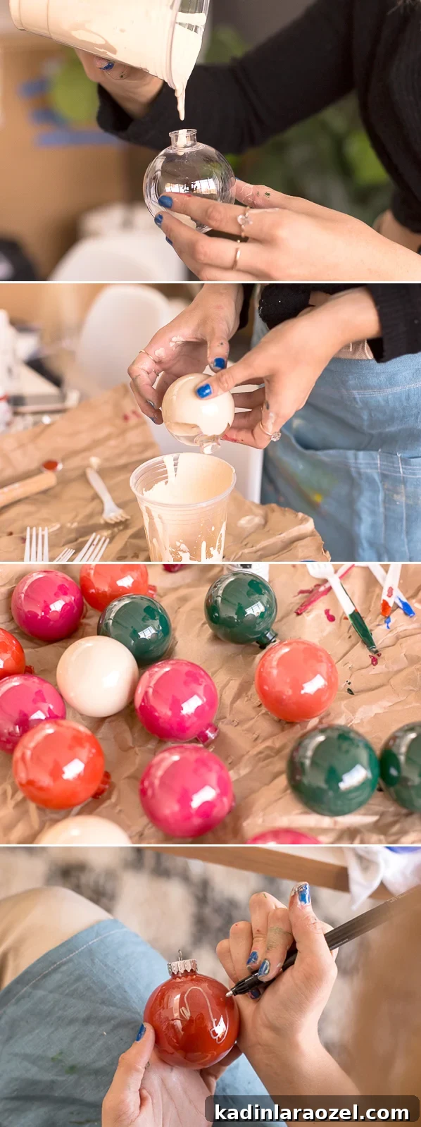 Making DIY ornaments with hand drawn faces and custom glass colors