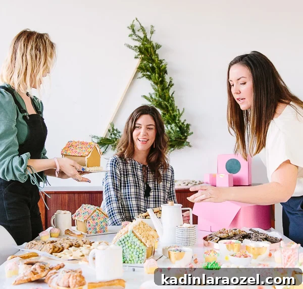 A holiday cookie swap with team Paper and Stitch. So many cookies! And gingerbread houses! And spiked hot chocolate! #wintercocktail #winter #cookieswap #sweets #dessert #christmas #holiday