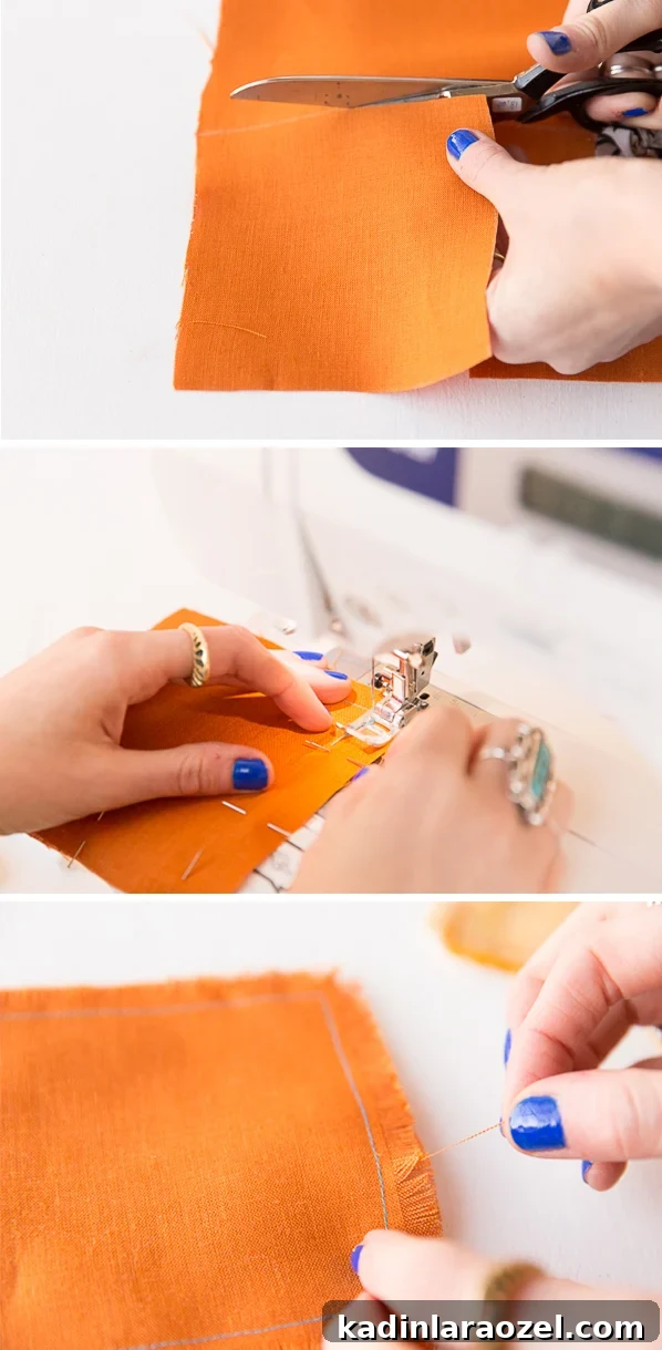 steps for making fabric cocktail napkins in 15 minutes