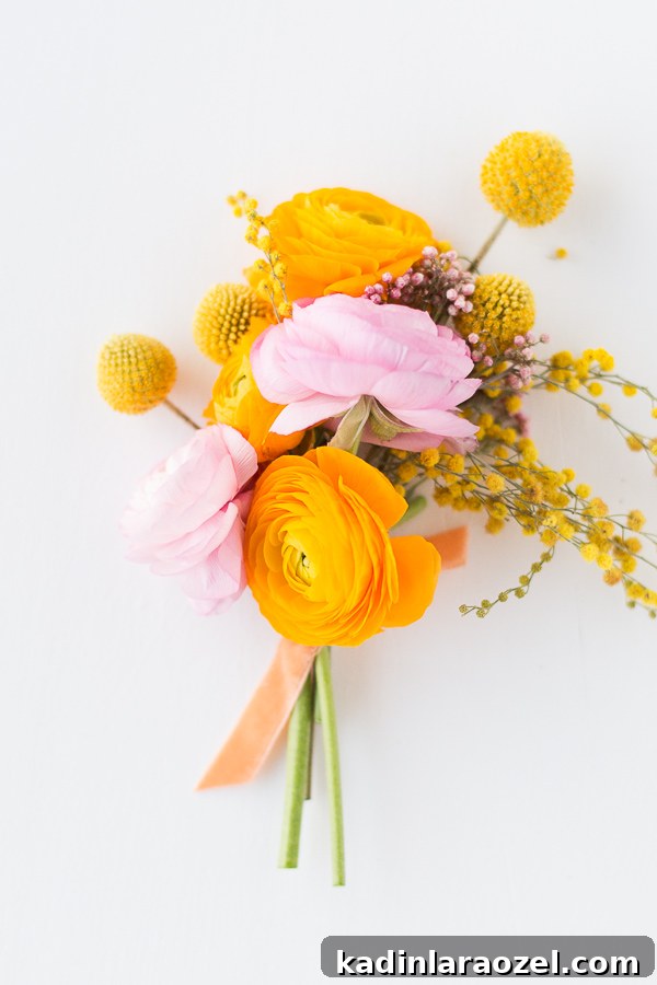 Spring mini florals (bouquet and boutonniere recipes for weddings and everyday entertaining) #flowers #florals #spring #springflorals #bouquet #ranunculus #diy