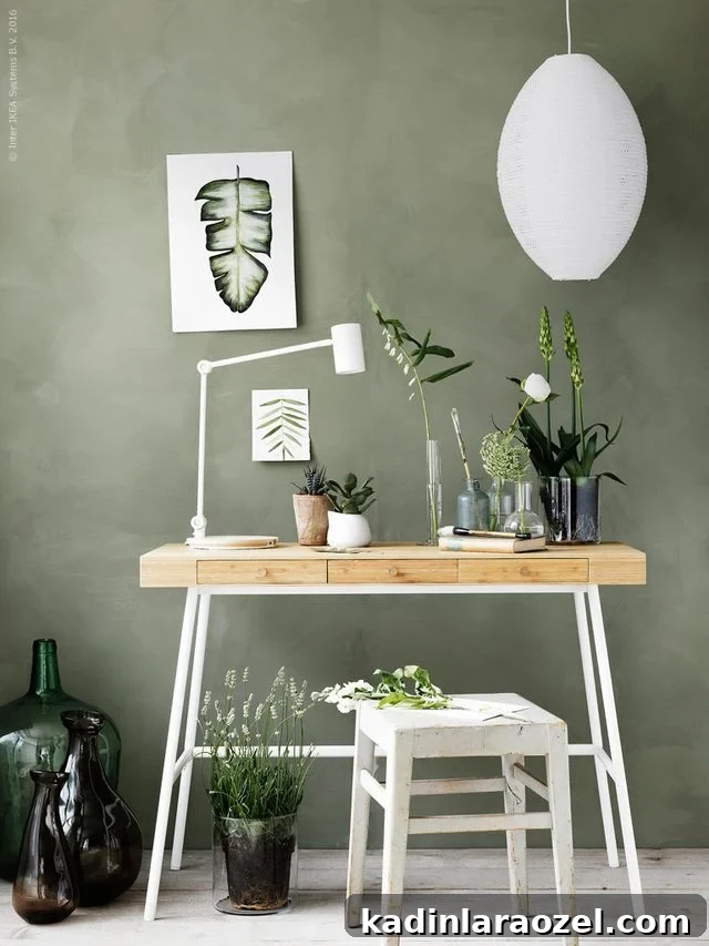 Why Sage Green Is Trending: 9 Reasons to Love the Shade 5 Photo of sage green wall in a minimal modern office space.