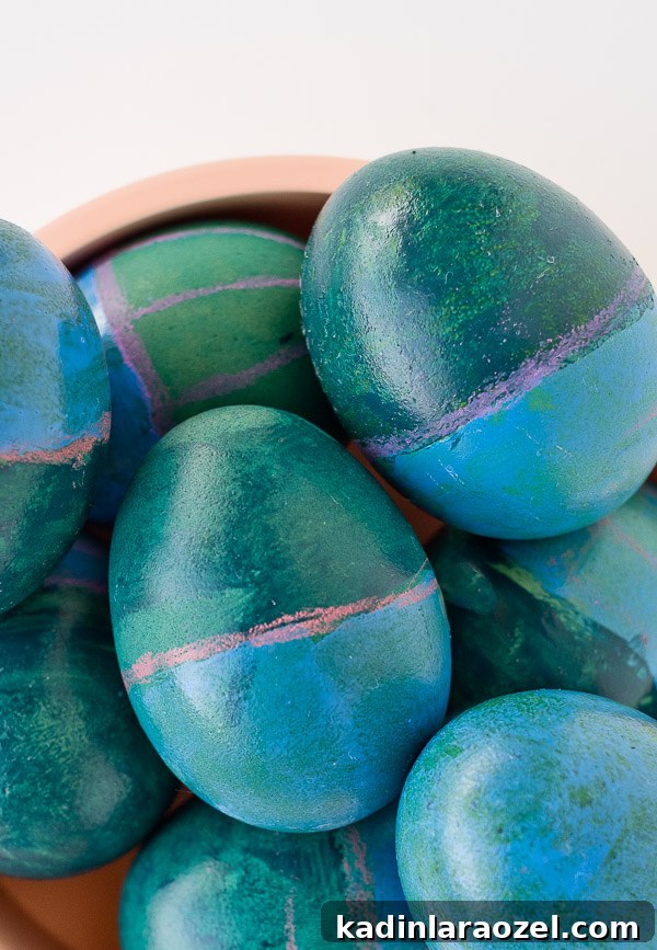 Closeup abstract painted Easter eggs