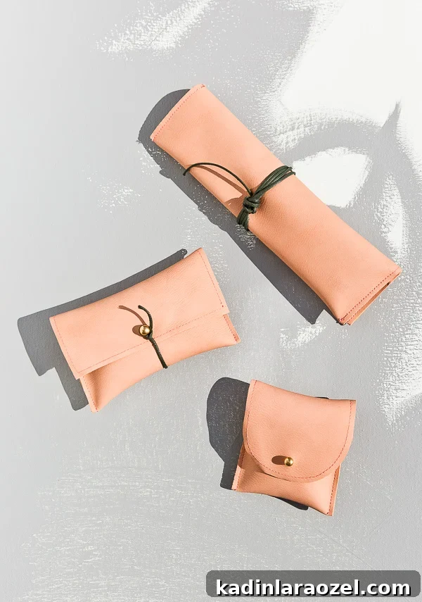 Sewn Leather Pouches: 3 DIY Methods for Stylish Results 5 DIY Sewn Leather Pouches (Three Ways). That rollup pouch is my fave of the three, but click through for all the step by step instructions. Great gift idea and SO easy! #diygift #diy #sewing #sewingtutorial #leather