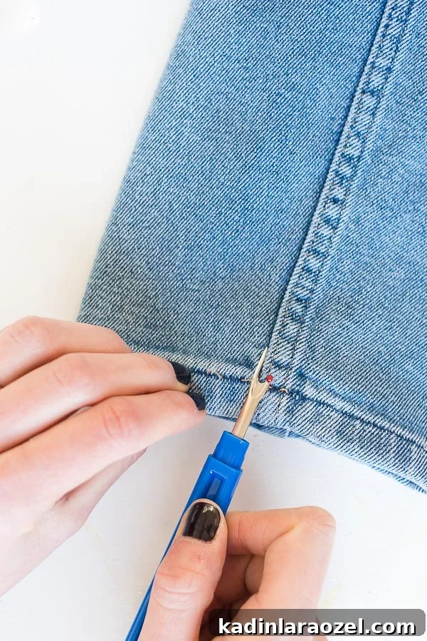 How to DIY the Drop Hem Jeans Trend (with Denim You Already Have) #denimdiy #drophem #diy 