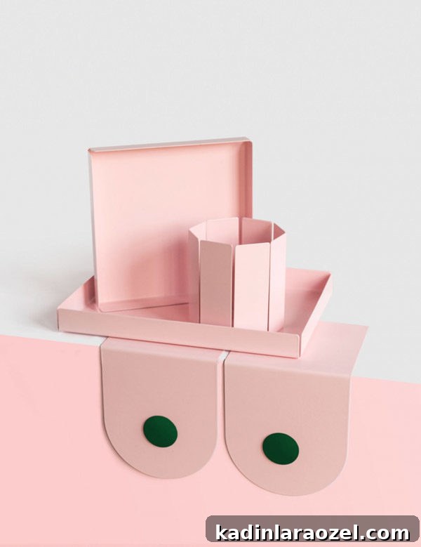 18 Inspiring Australian Designers and Artists to Know 17 Pink desk decor by Milligram Studio. Get down (under) with 18 Inpsiring Australian Designers and Artists #australiandesign #australia #designinspiration #pink #office