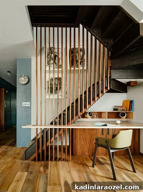 Modern Staircase Design Trend: Should You Upgrade Your Steps? 3 Vinegar Hill Brooklyn apartment uses a staircase screen to add design interest