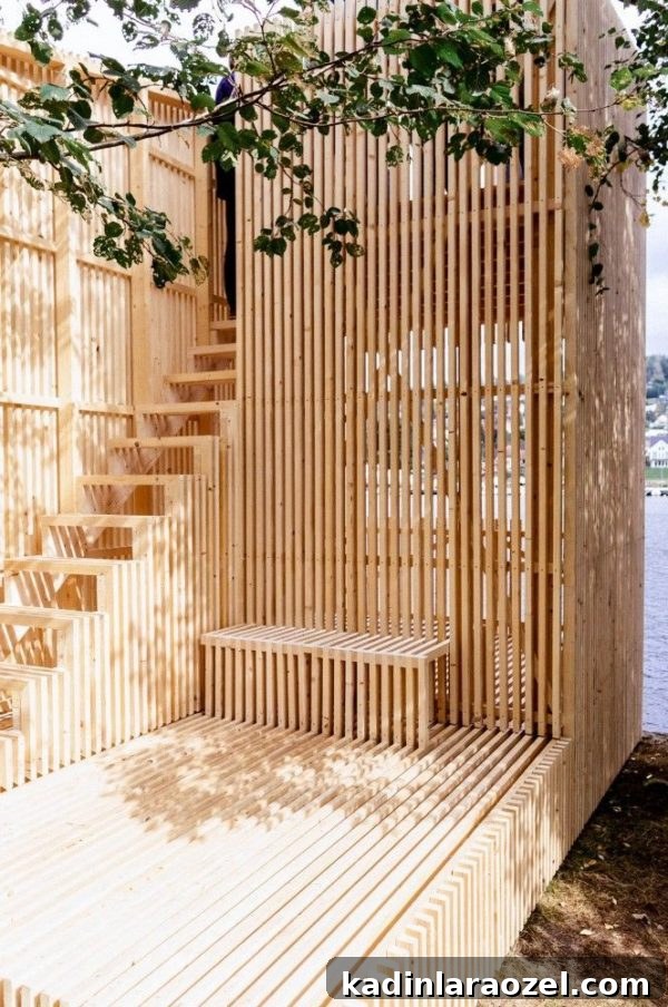Modern Staircase Design Trend: Should You Upgrade Your Steps? 8 Outdoor installation by Kollaboratoriet using slatted wood partitions