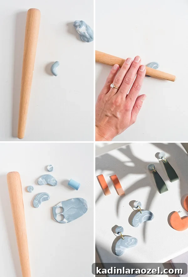 Make Clay Earrings: DIY Techniques to Craft Head-Turning Jewelry 5 Various techniques for making clay earrings - how to marble clay and create kidney shaped beads.