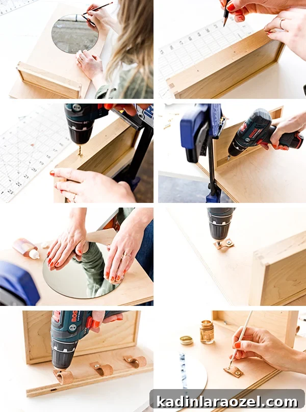 Modern DIY Bathroom Organizer with Built-In Mirror 3 Learn how to make a modern DIY bathroom organizer (with mirror) out of scrap plywood. Click through for the tutorial. #diybathroom #organicmodern #bathroomorganizer #diyorganizer #diy #woodproject #plywoodproject #modernbathroom