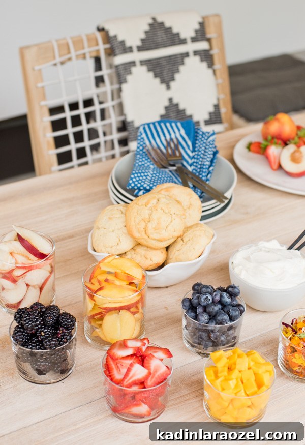Summer Shortcake Bars with Fresh Fruit and Homemade Whipped Cream 6 How to throw together a summer shortcake bar! Great for July Fourth and all summer long! #summer #summerrecipes #julyfourthideas #julyfourth