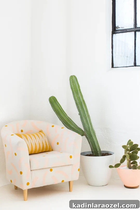 DIY painted upholstered chair from Sugar & Cloth. Click through for 8 ways to revamp your old furniture with these clear hacks. #furniture #makeover #upcycle #painted #chair