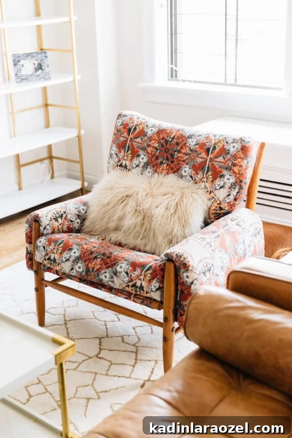 Anthropologie upholstered chair inspiration from Becki Owens. Check out 8 Ways to Revamp your Furniture. #furniture #makeover #upcycle #upholstered #chair