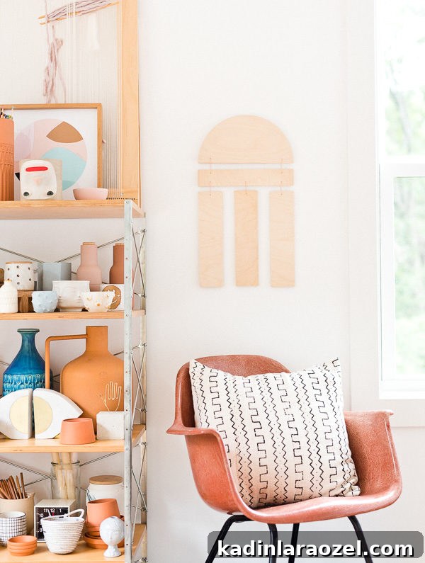 Organic modern craft room with mid-century inspiration
