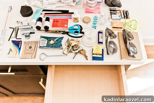 Declutter Your Junk Drawer in 5 Minutes: Quick, Lasting Organization 3 How to Organize Your Junk Drawer Once and For All (in 5 Minutes)! Group like items into piles once your drawer is cleaned out. #organization #junkdrawer #organized #organizedjunkdrawer #getorganized