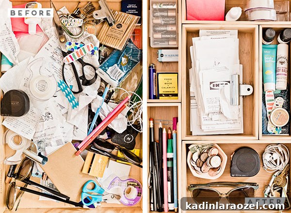 Declutter Your Junk Drawer in 5 Minutes: Quick, Lasting Organization 4 Before and After: How to Organize Your Junk Drawer Once and For All (in 5 Minutes)! #organization #junkdrawer #organized #organizedjunkdrawer #getorganized