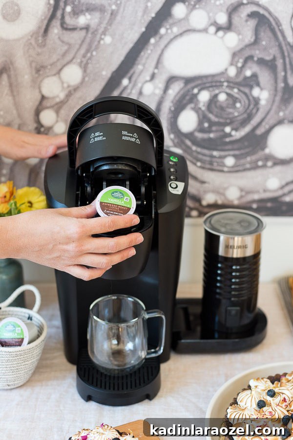 Host a Chic Brunch with Friends: Simple Stylish Ideas 5 Making lattes with Keurig.