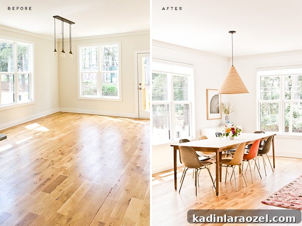 Before and After: An organic modern dining room makeover.