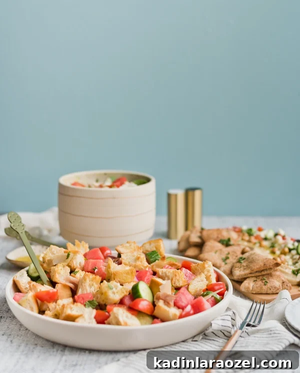 Image of three summer salads on the table ready to serve at a party.