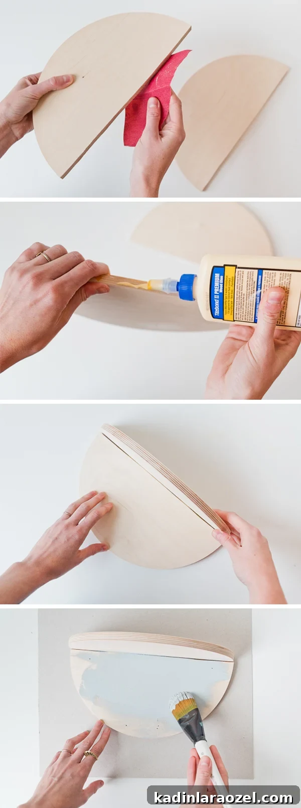 DIY Half-Circle Wood Shelves: Step-by-Step Guide for Stylish Storage 2 DIY Idea// How to make wood half circle shelves. Click through for the tutorial. #diyshelving #diy #diyhome #woodproject #diywoodproject #uniqueshelving #mutedhousewares #diywallart