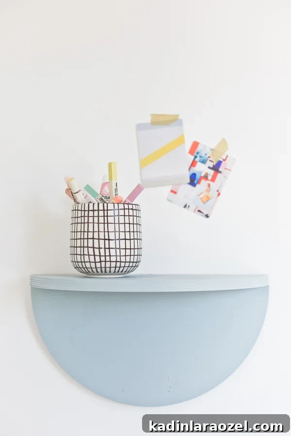 DIY Half-Circle Wood Shelves: Step-by-Step Guide for Stylish Storage 3 A Unique DIY Shelving Idea: How to Make Wood Half Circle Shelves. Click through for the tutorial. #diyshelving #diy #diyhome #woodproject #diywoodproject #uniqueshelving #mutedhousewares #diywallart