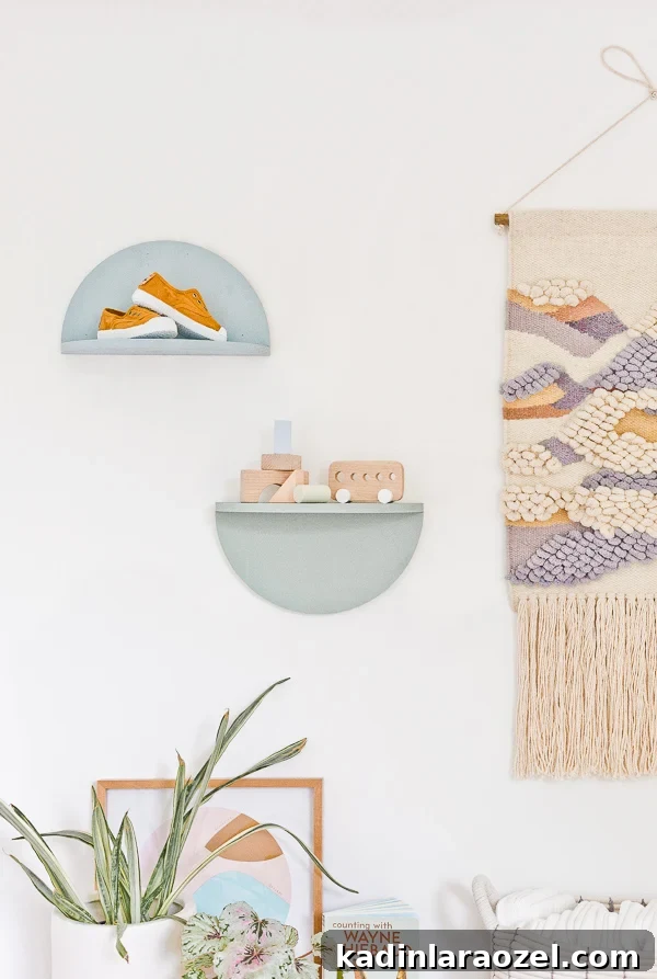 DIY Half-Circle Wood Shelves: Step-by-Step Guide for Stylish Storage 4 A Unique DIY Shelving Idea: How to Make Wood Half Circle Shelves. Click through for the tutorial. #diyshelving #diy #diyhome #woodproject #diywoodproject #uniqueshelving #mutedhousewares #diywallart