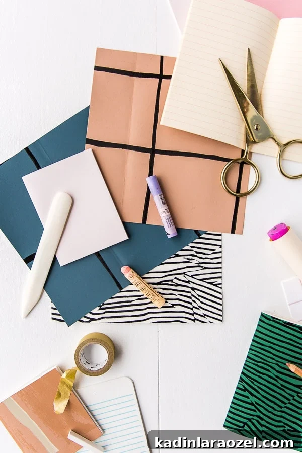 wallpaper scraps used to make tiny notebooks for back to school