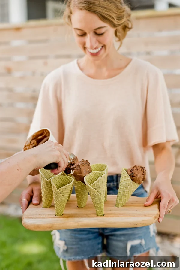 Simple DIY ice cream cone holder made from a serving tray.