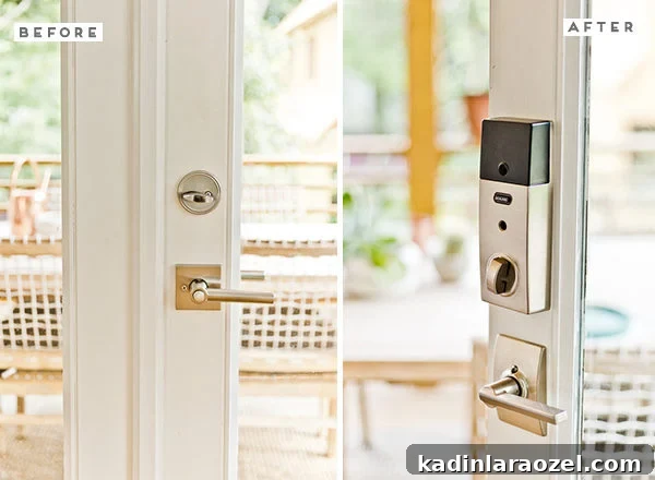 12 Back Porch Makeovers: Progress Over 12 Months 4 Before and after door hardware side by side. #beforeafterhome #doorhardware