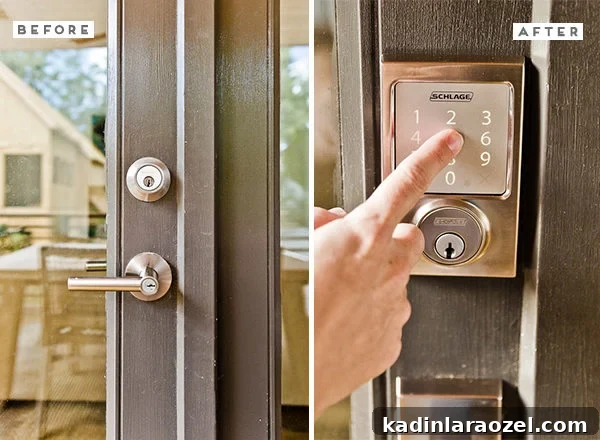 12 Back Porch Makeovers: Progress Over 12 Months 5 Before and after door hardware installation.