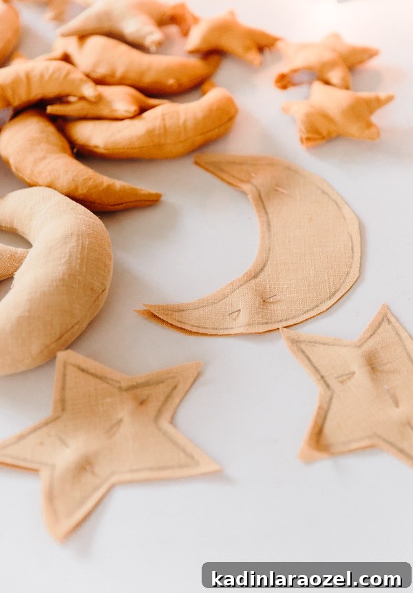How to Make Star and Moon Ornaments for the Holidays. Click through for the tutorial. #ornament #diyornament #diyholiday #holidaydecor #christmas #staircase #crescentmoon
