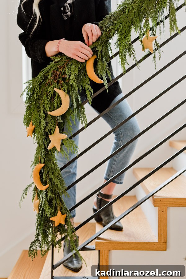 How to Make Star and Moon Ornaments for the Holidays. Click through for the tutorial. #ornament #diyornament #diyholiday #holidaydecor #christmas #staircase #crescentmoon