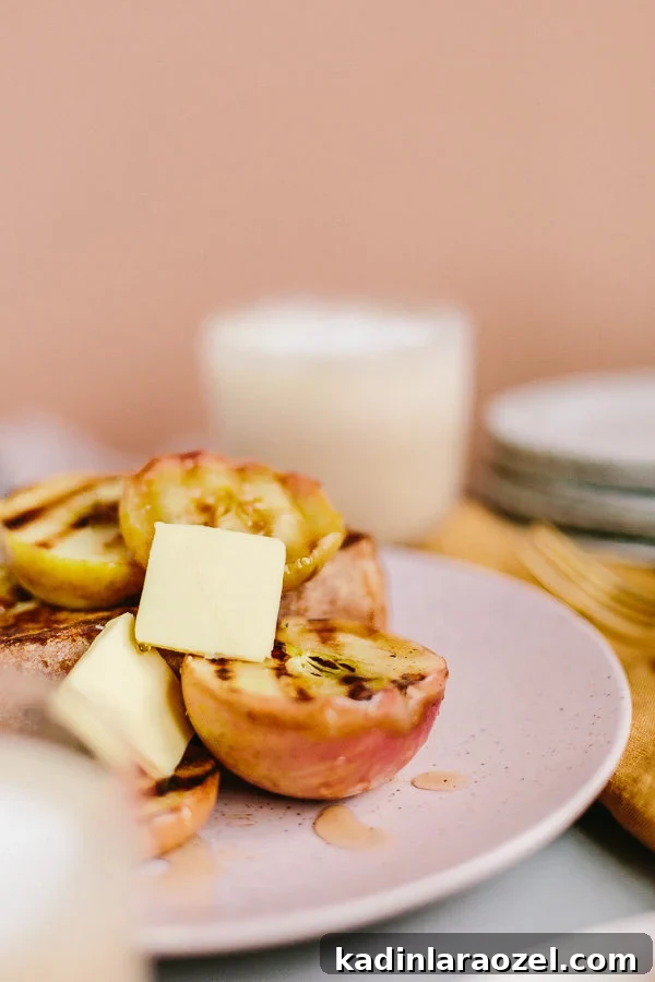 Fall Cinnamon Brioche French Toast Recipe for Cozy Mornings 7 A drool-worthy fall recipe for toaster oven french toast with grilled apples. #fallrecipe #fall #frenchtoast #frenchtoastrecipe #apples