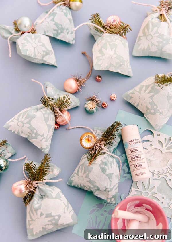 DIY Holiday Fabric Gift Wrap: Stylish Eco-Friendly Ideas 8 Looking for a unique DIY gift wrap idea for the holidays? Check out this tutorial for DIY fabric gift wrap you can customize for everyone on your gift list. #holidays #giftwrap #diyholidays #diy #stenciling #christmas #christmasdiy
